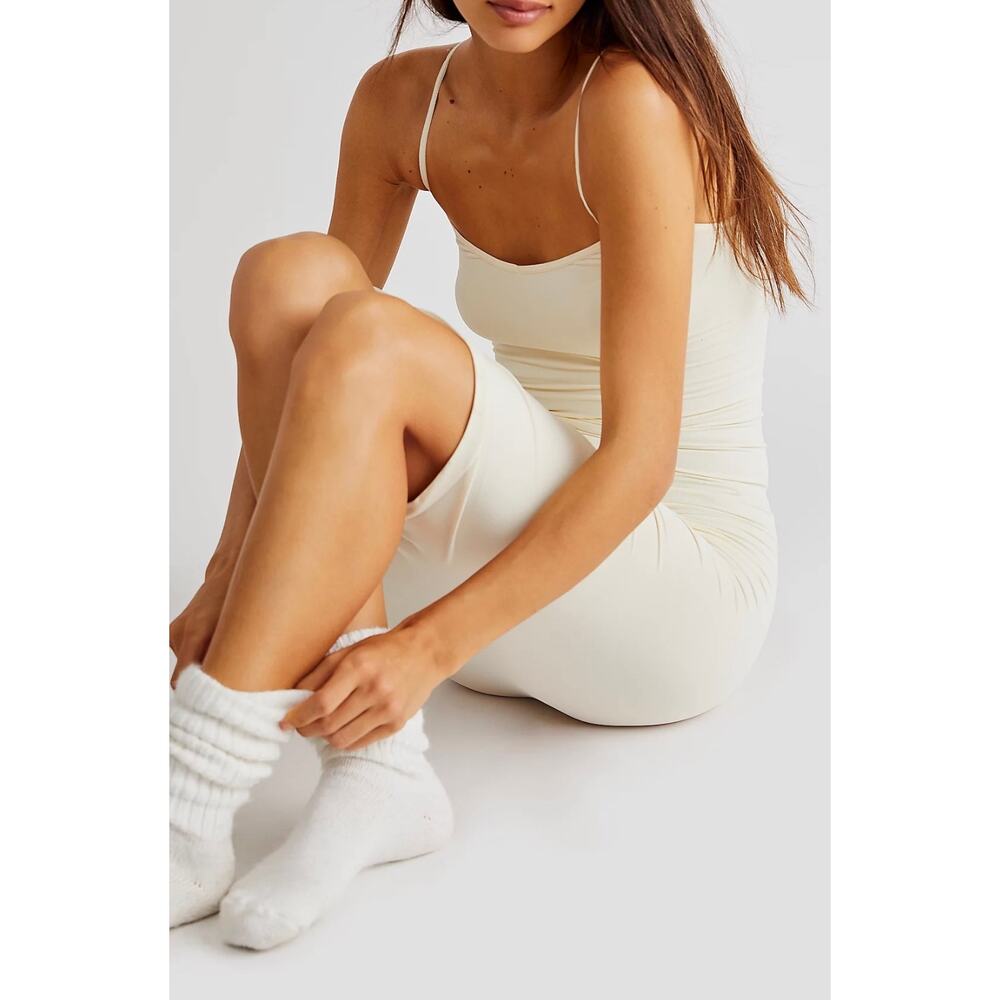 Free People Intimately Tea Length Seamless Dress NEW bodycon layering XS/S ivory - Picture 2 of 7